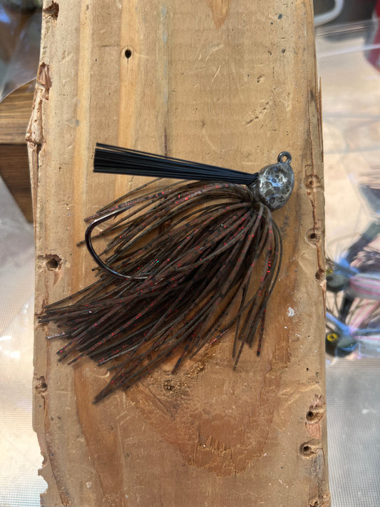 Swimjig Green,brown,red flake s2
